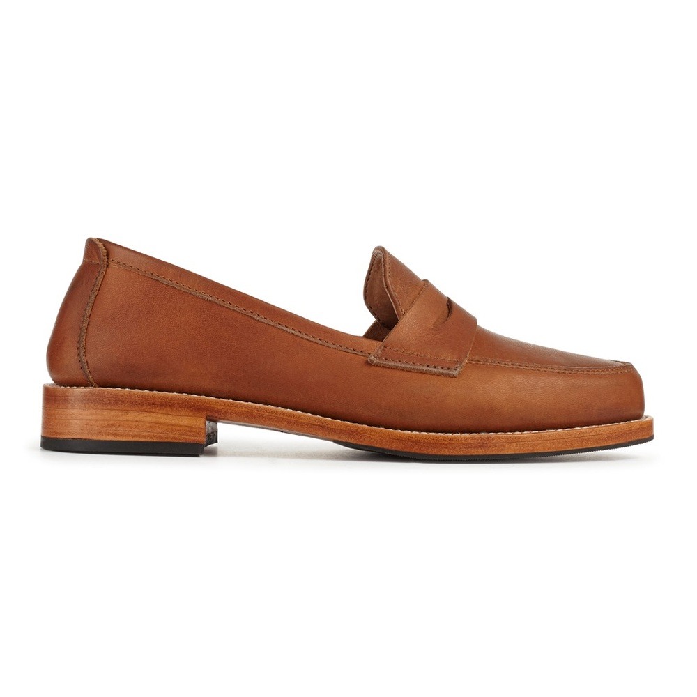 Adelante Leather Sofía Loafers - Size 9 - Caramel